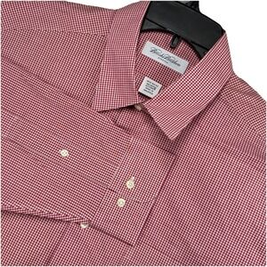 New Brooks Brothers Dress Shirt Mens 16.5-32 Red Gingham Strectch Long Sleeve